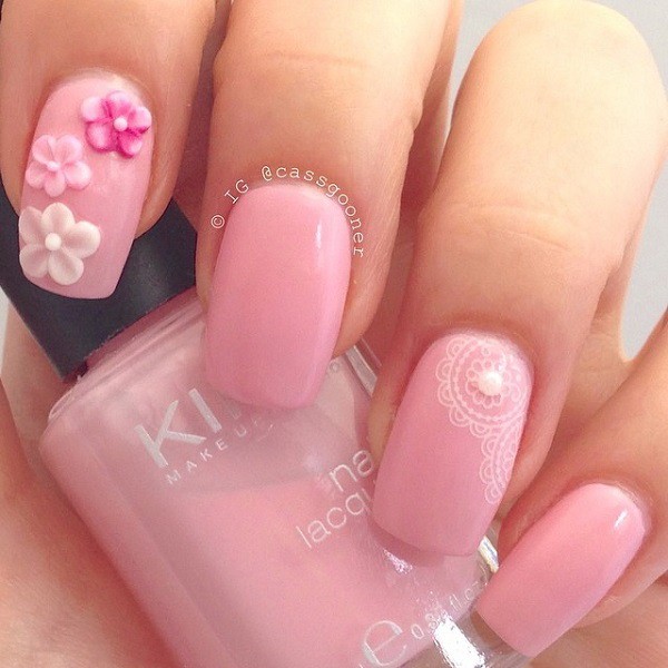 Детский розовый маникюр 19 12 pink nail designs